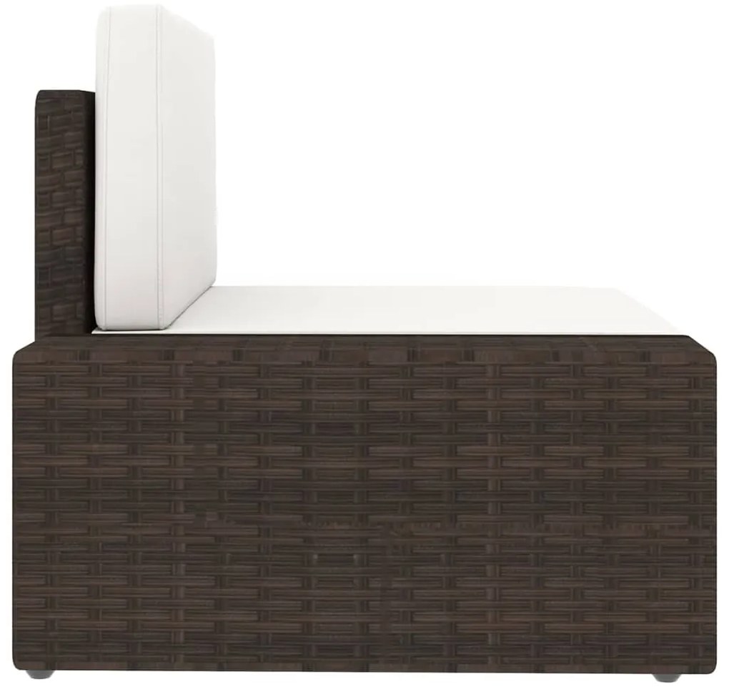 11 pcs conjunto lounge p/ jardim c/ almofadões vime PE castanho