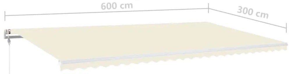 Toldo automático com LED e sensor de vento 600x300 cm cor creme
