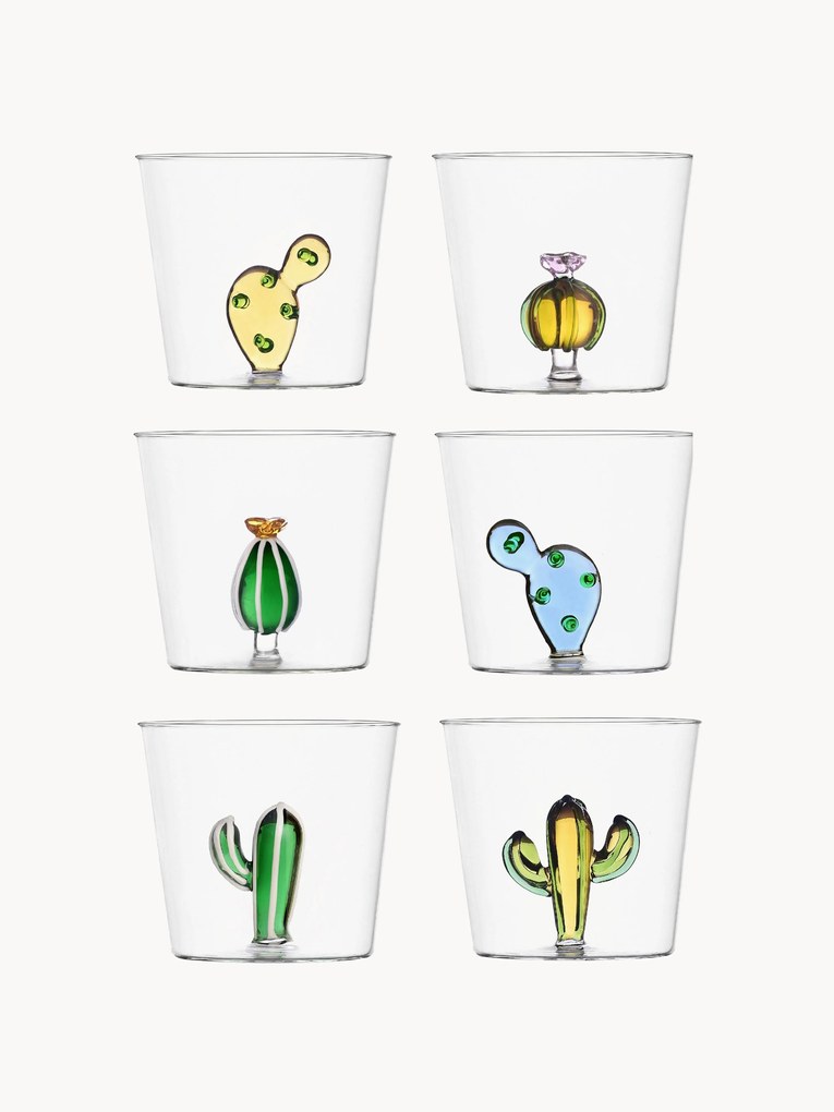 Copos artesanais Desert Plants, conjunto de 6
