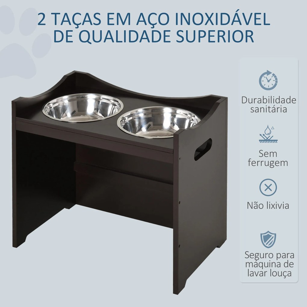 PawHut Comedouro para Cães Elevado Comedouro para Cães com 2 Tigelas d