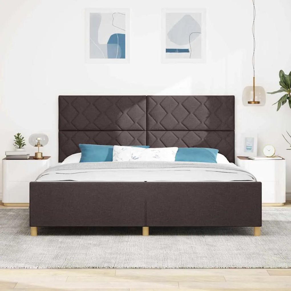 Cama vidaXL em Castanho Escuro, 200x200 cm, Tecido