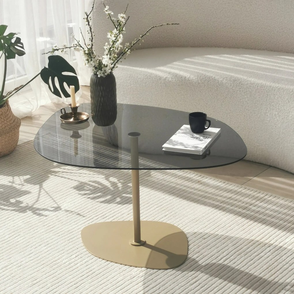 Mesa de Café Soho - Cinza Escuro e Dourado - 85cm x 40cm x 67cm