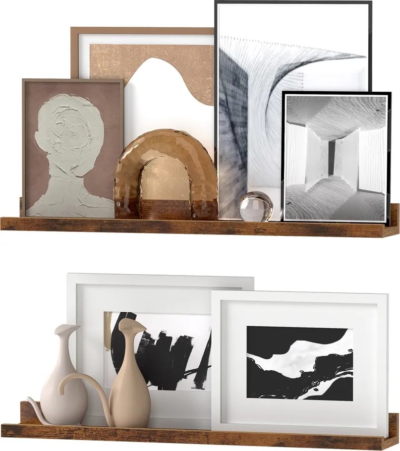 Conjunto de 2 Prateleiras suspensas de parede 10 x 60 x 5/2 cm Castanho