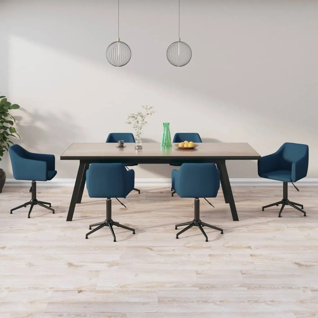 vidaXL Cadeiras de jantar giratórias 6 pcs veludo azul