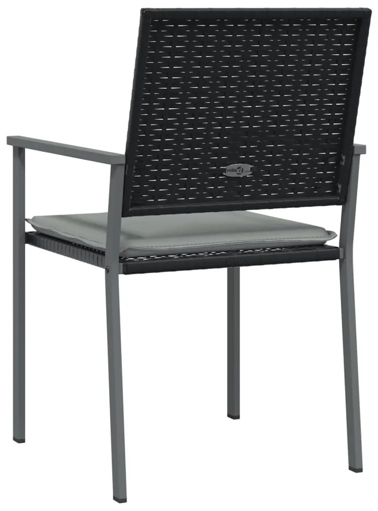Cadeiras jardim c/ almofadões 6 pcs 54x62,5x89 cm vime PE preto