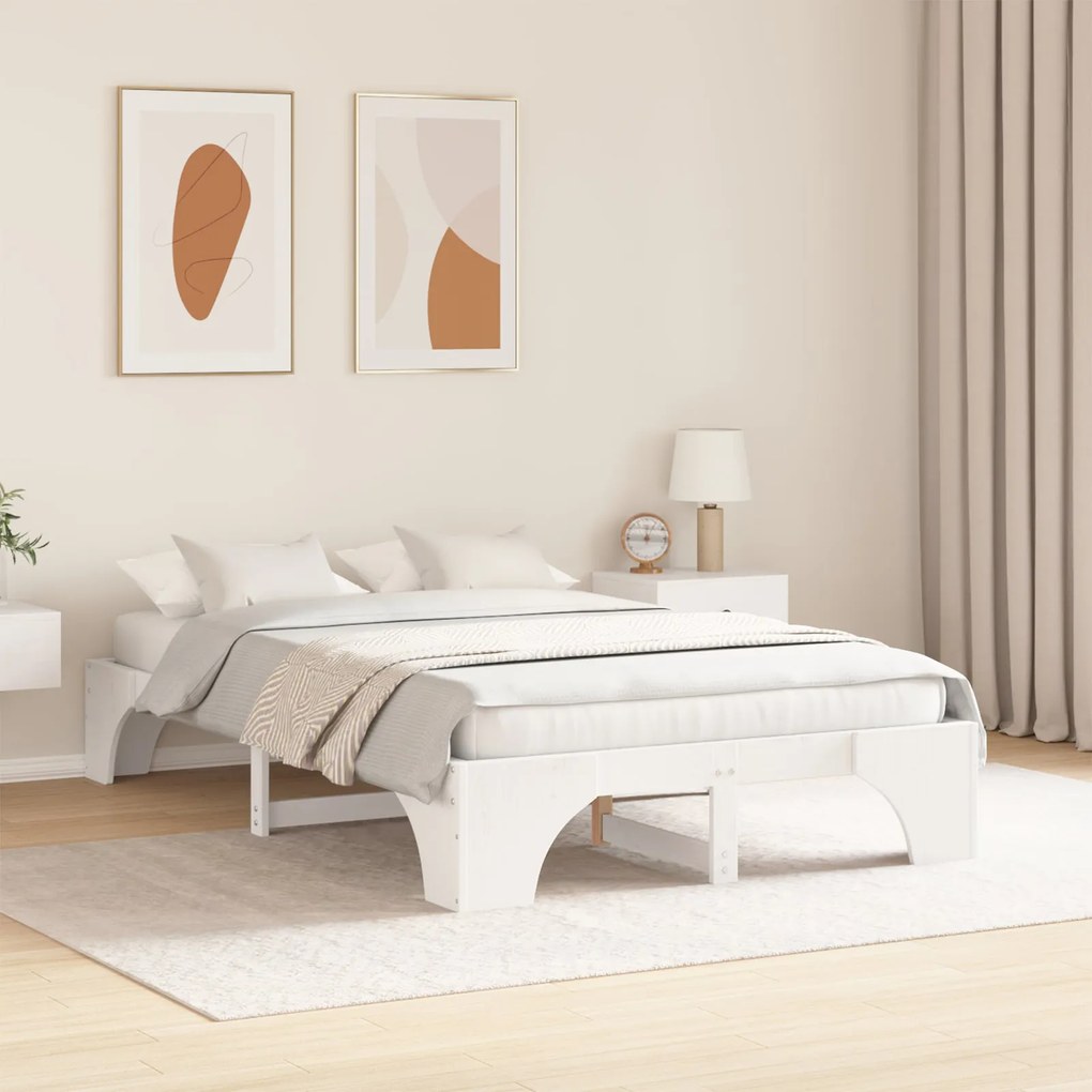 Estrutura de Cama Branca Madeira Maciça 120 x 190 cm