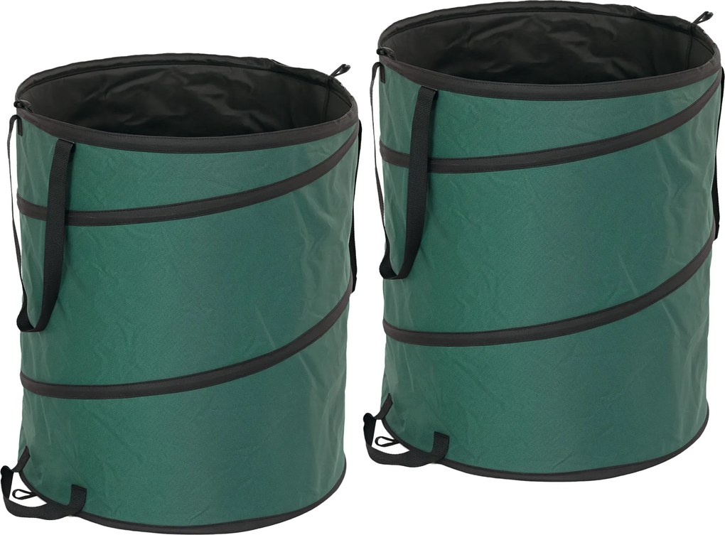 Outsunny Saco de jardim 2x160L impermeável saco para resíduos de jardim com alças de transporte, saco de folhas robusto estável Verde | Aosom Portugal