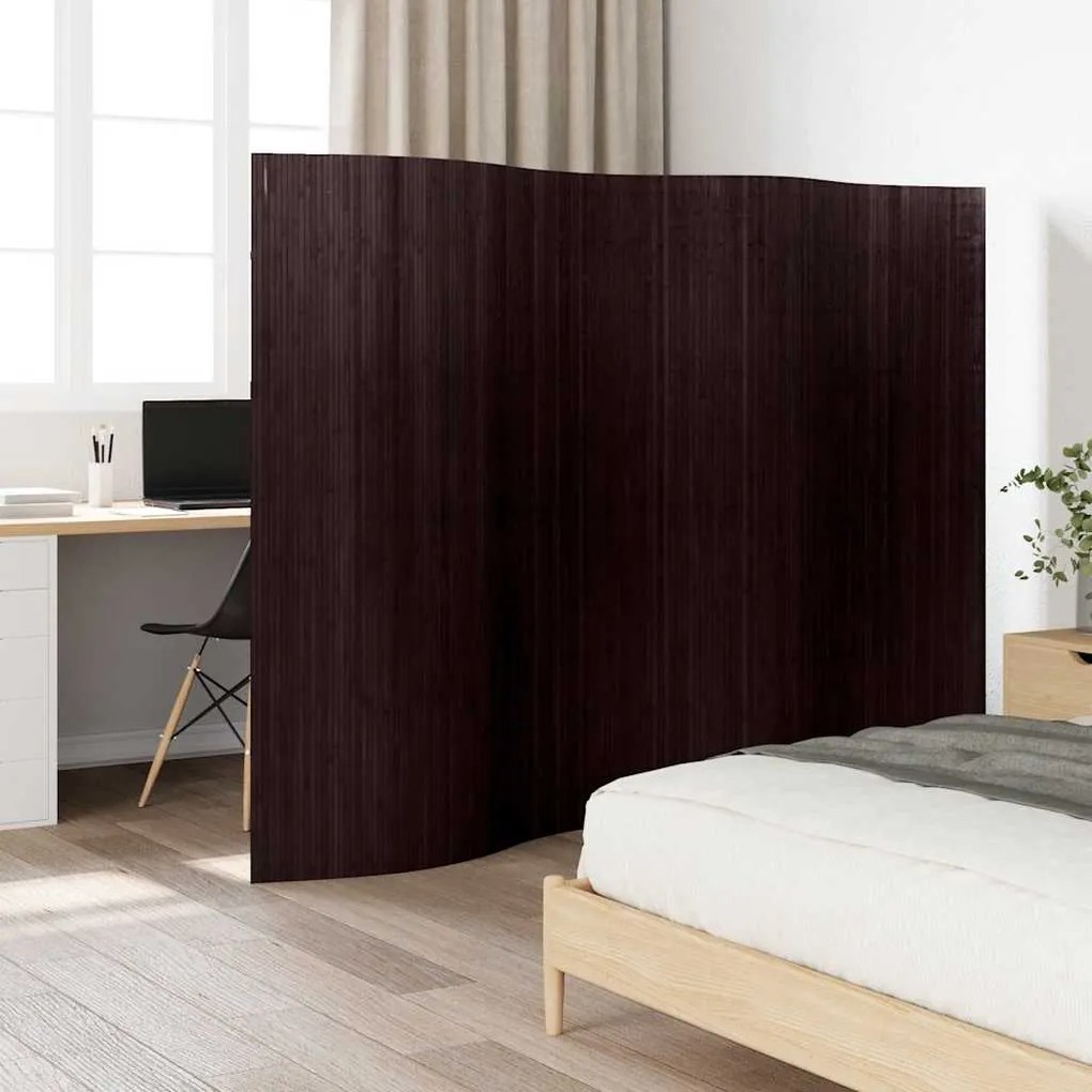 vidaXL Biombo/divisória de sala largura 250 cm altura 165 cm bambu castanho escuro