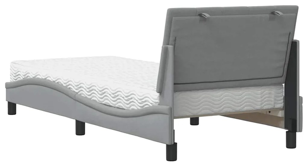 Cama com colchão 90x190 cm tecido cinzento-claro