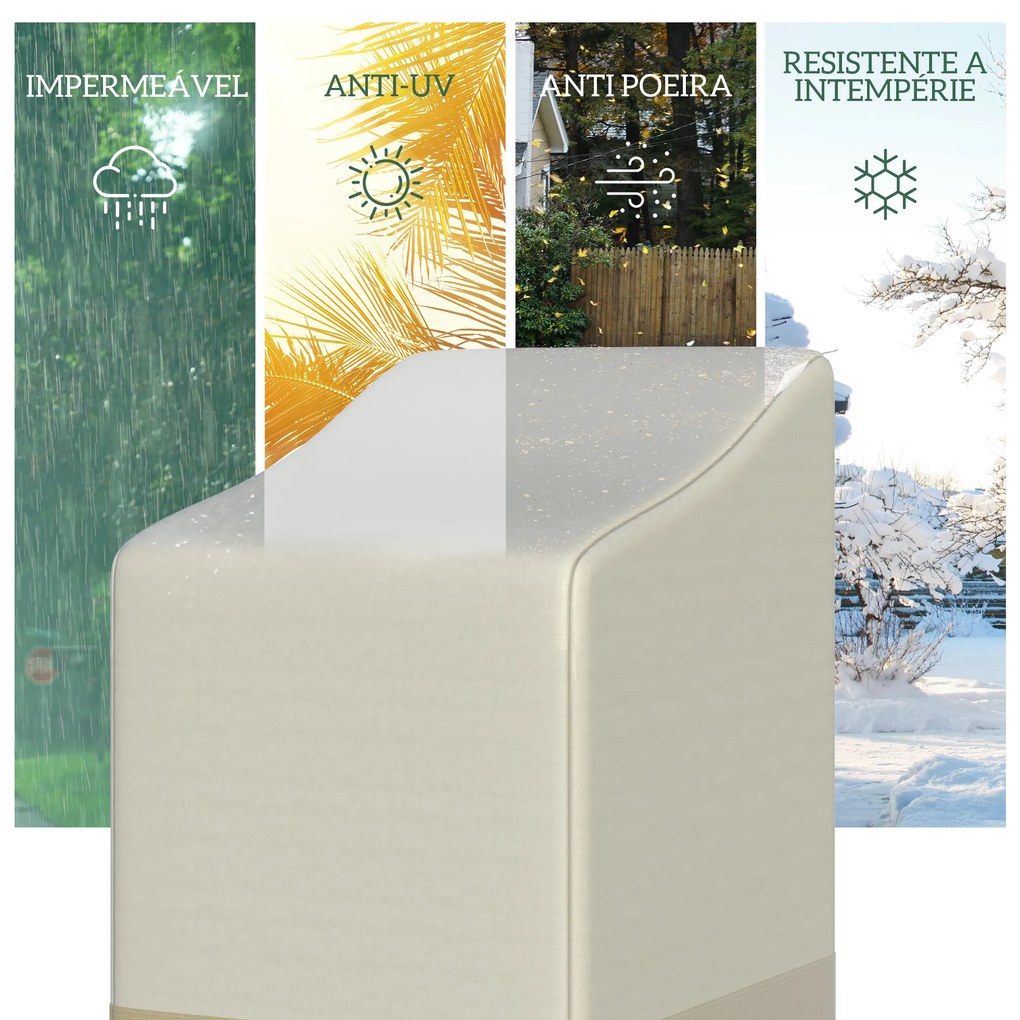 Capa para Cadeiras Empilháveis 90x70x115 cm Impermeável em Tecido Oxford 600D Capa para Móveis de Jardim Anti-UV Bege e Castanho