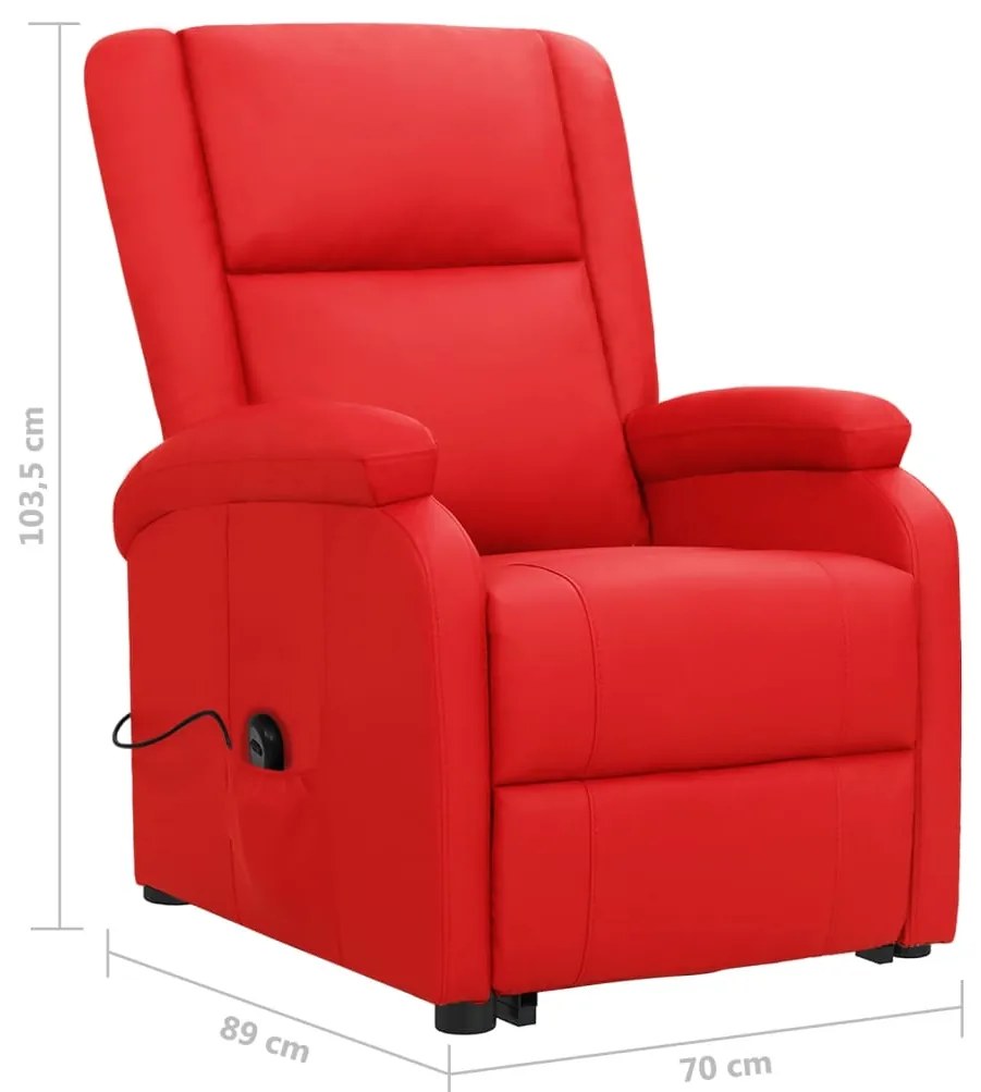 Poltrona elevatória couro artificial vermelho