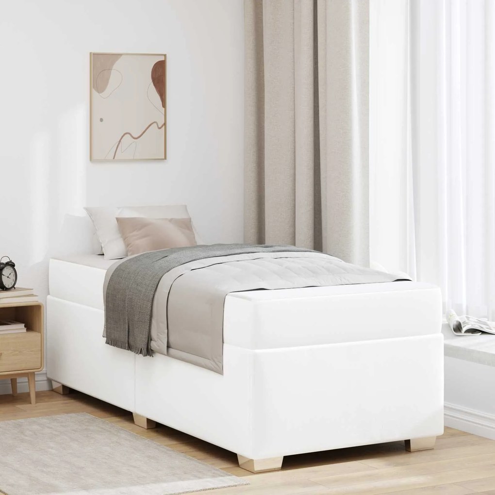 vidaXL Estrutura da Cama com colchão Branco 100 x 200 cm tecido