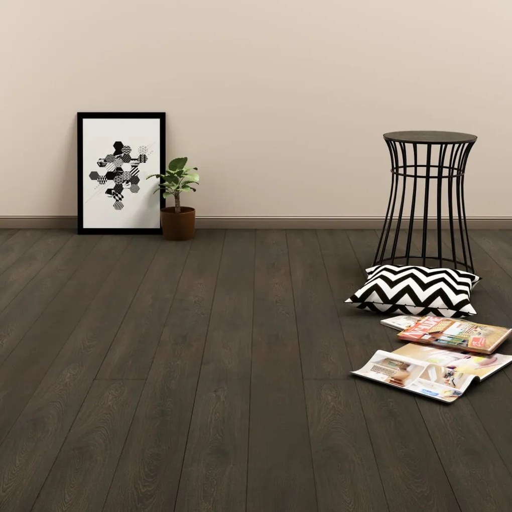 143875 vidaXL Tábuas de soalho auto-adesivas 4,46 m² 3 mm PVC castanho-escuro