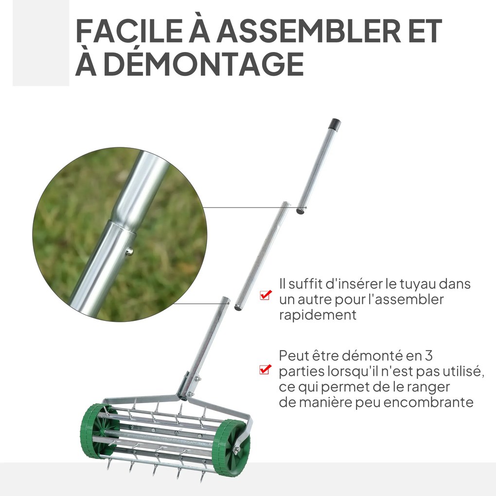 Rolo arejador para relvado com cabo telescópico 98L x 45l x 87H cm Verde