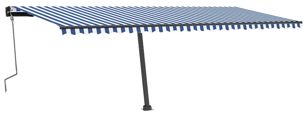 Toldo retrátil manual independente 600x350 cm azul e branco