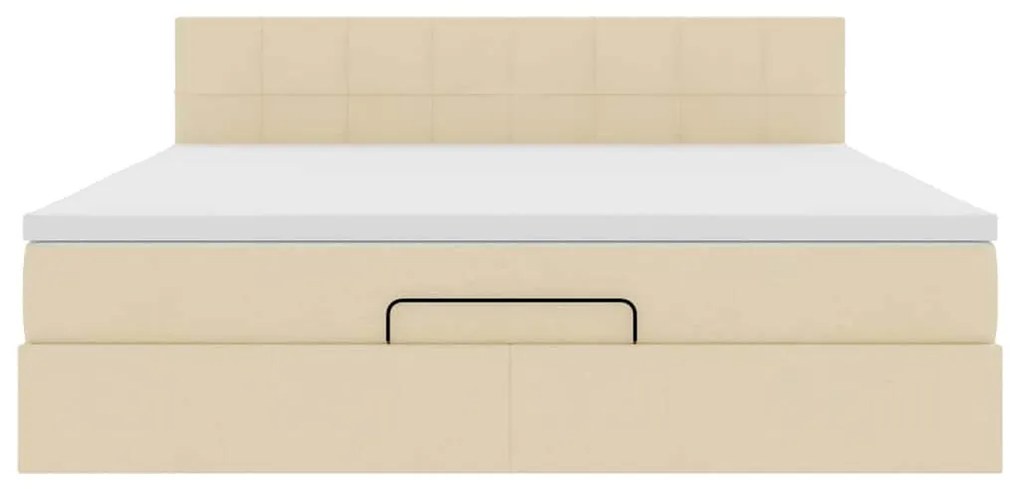 Estrutura de cama otomana com colchão tecido creme 160x200cm