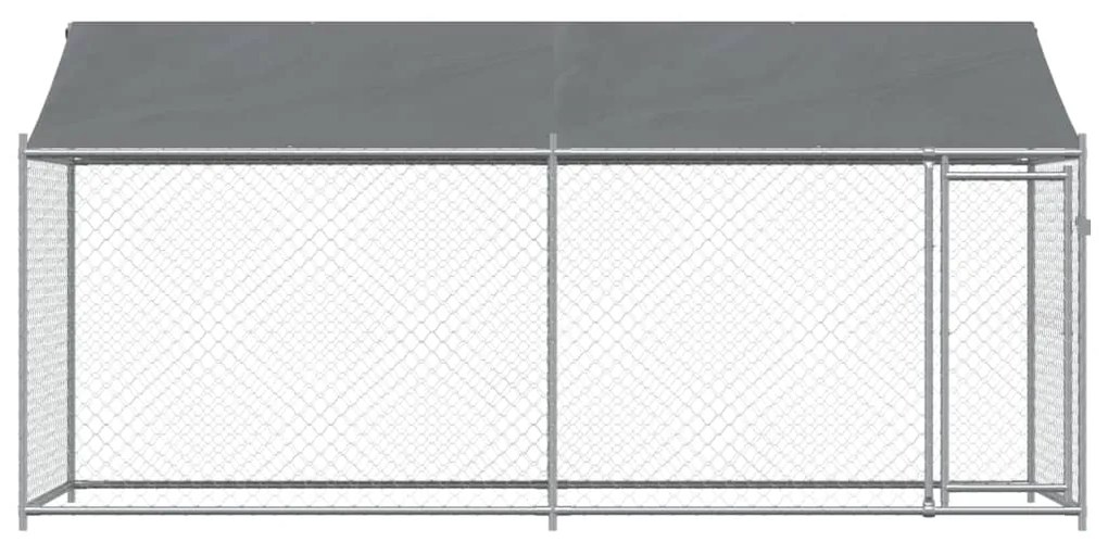 Jaula para cão com telhado/porta 4x2x2 m aço galvanizado cinza