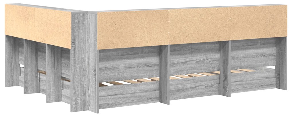 Cama com Estante Cinza Sonoma 140x200 cm Madeira Industrial