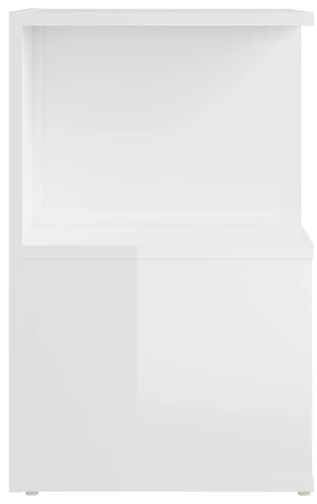 Mesas cabeceira 2pcs 35x35x55cm deriv. madeira branco brilhante