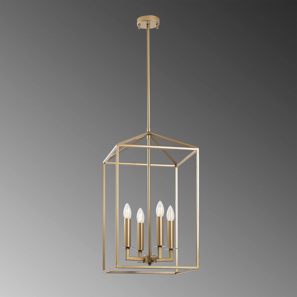 Candeeiro de Teto Till – Dourado – 35 x 35 x 107 cm