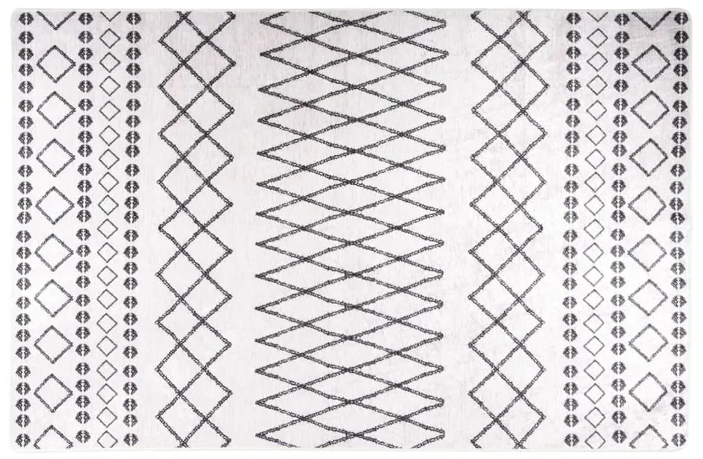 vidaXL Tapete lavável antiderrapante 160x230 cm preto e branco