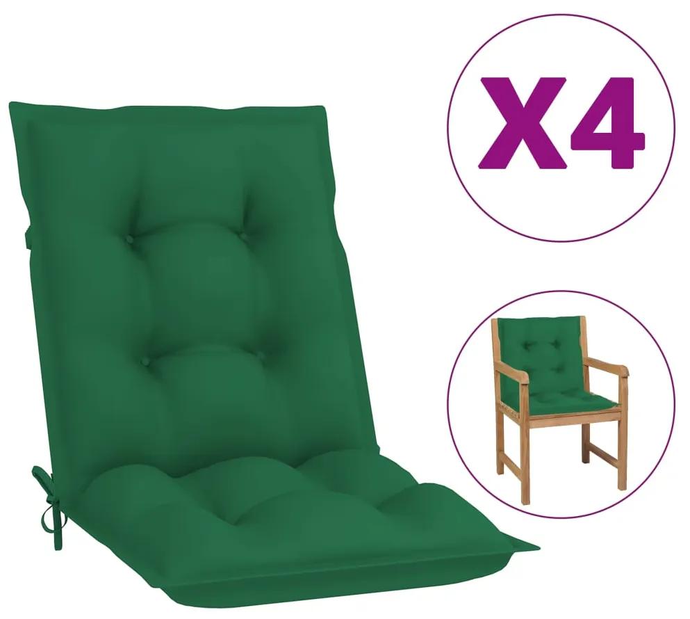 314294 vidaXL Almofadões lombares p/ cadeiras de jardim 4pcs tecido verde