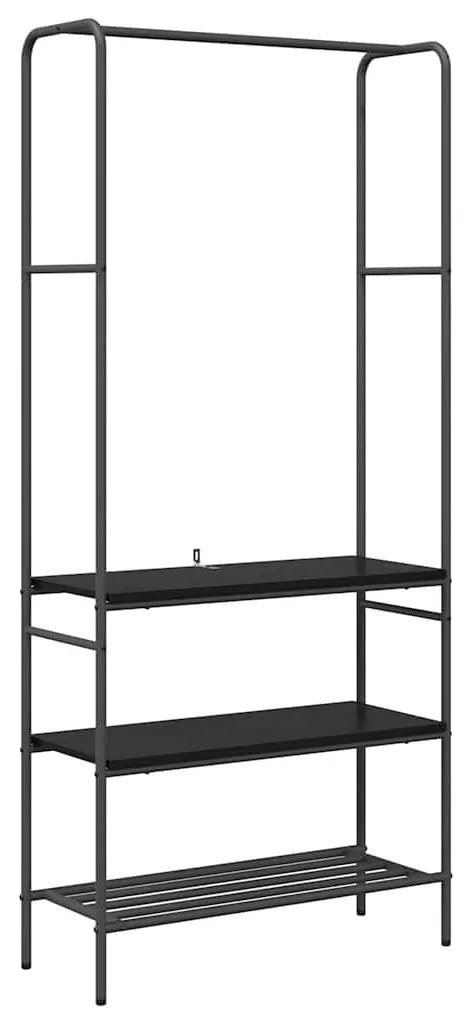 Suporte para Roupas com Prateleiras Carvalho preto