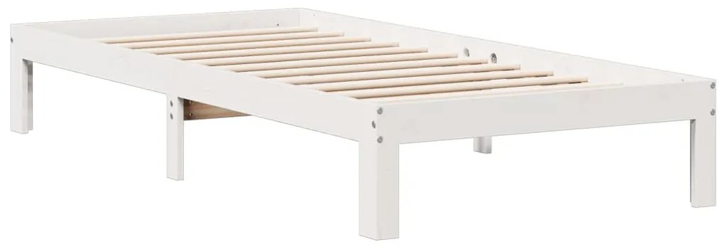 Cama com estante sem colchão 100x200 cm pinho maciço branco