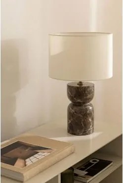 Candeeiro De Mesa Em Pedra Natural Diniz Mármore Marrom Emperador & Branco Ø30 Cm - ↑20 Cm Arlina - Sklum