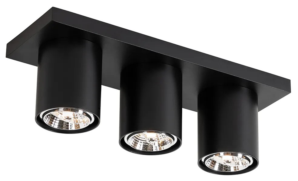 Candeeiro de Teto Moderno Preto 3 Luzes - Tubo Moderno