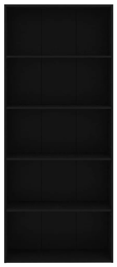 Estante com 5 prateleiras 80x30x189 cm contraplacado preto