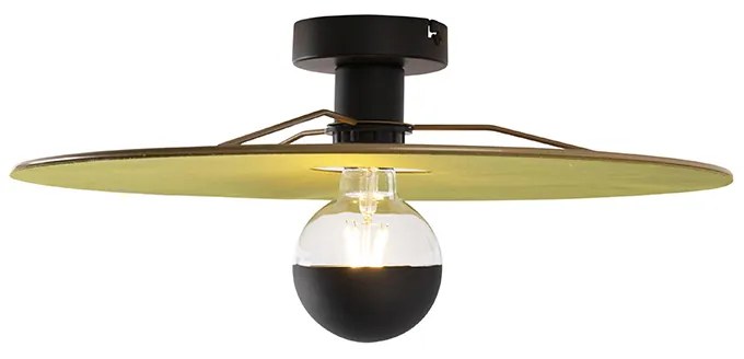 Candeeiro de teto preto com cúpula plana verde 45 cm - Combi Moderno