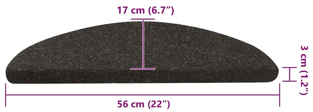 Tapetes de escada adesivos 20 pcs 56x17x3 cm preto