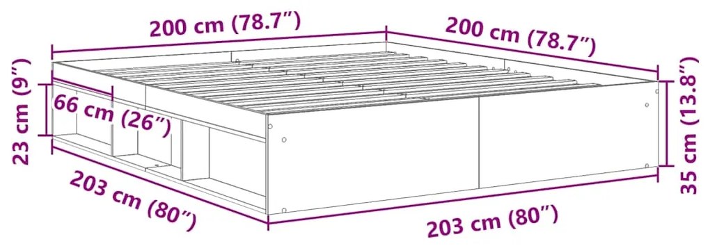 Estrutura de cama 200x200 cm carvalho castanho