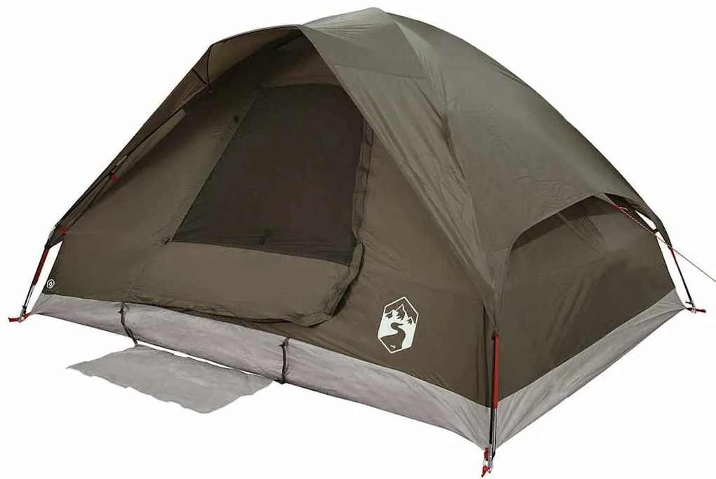 Tenda familiar em cúpula para 6 pessoas impermeável castanho