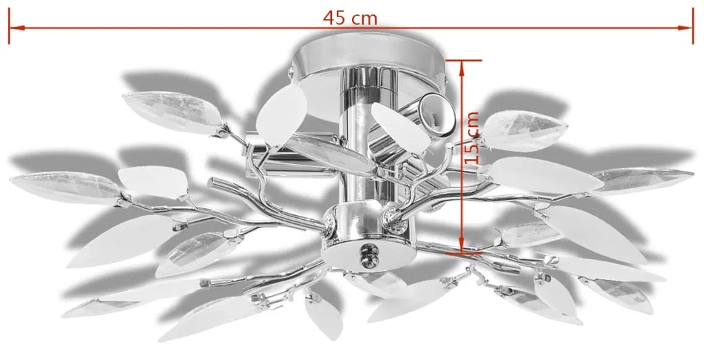 Lâmpada teto com folhas de acrílico e cristal branco & transparente