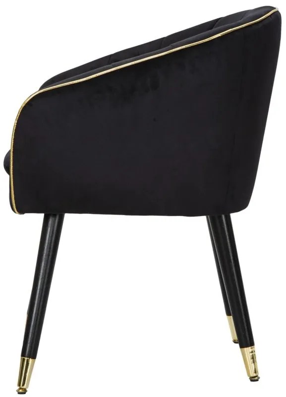 POLTRONA PARIS PRETA E DOURADA 62X58X78 CM