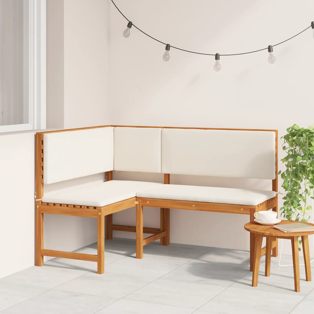 Banco de Canto para Jardim vidaXL com Almofadas 140x100x91 cm Madeira Sólida Acácia