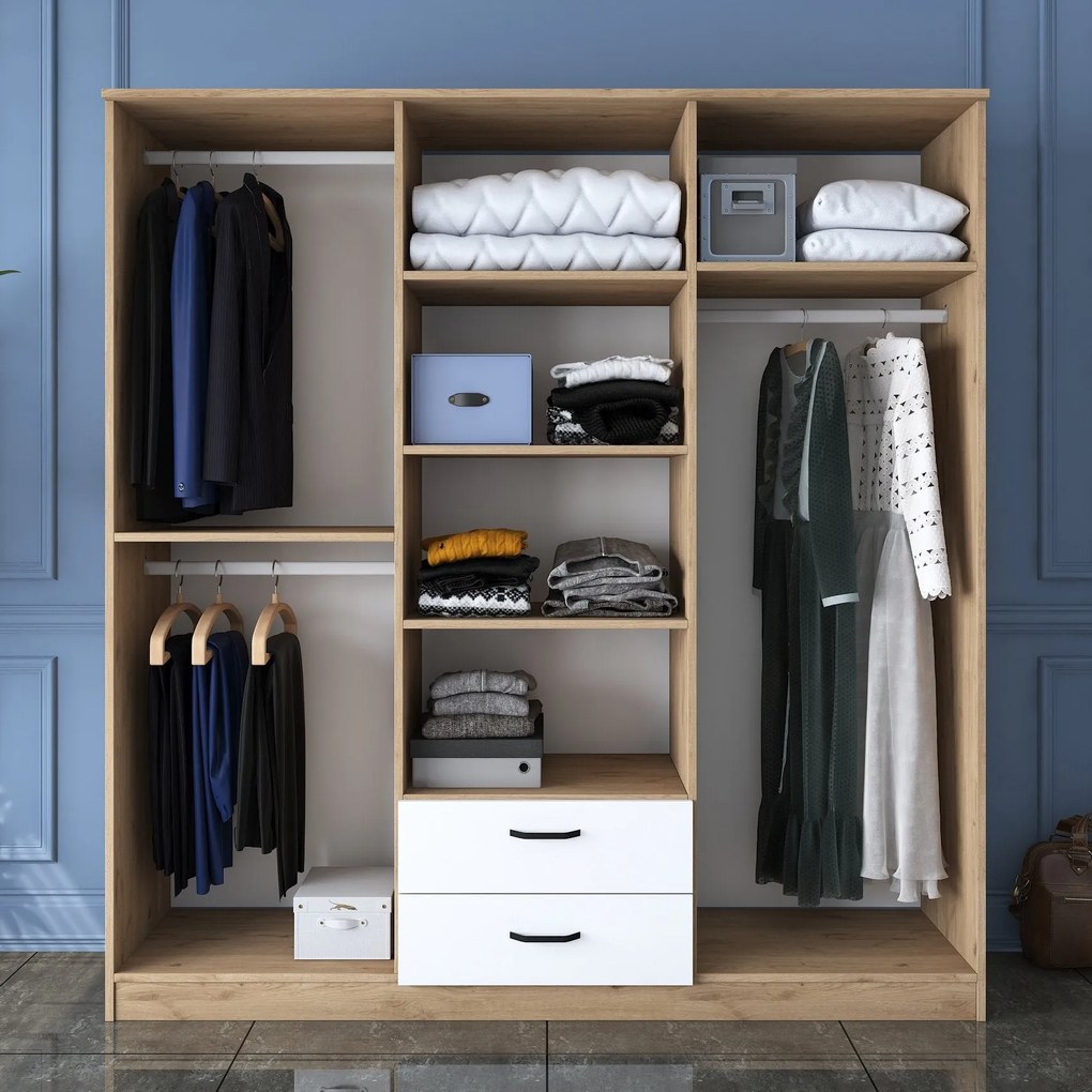 Guarda-Roupa BA115 – Nogueira e Branco – 180x190,8x47,3 cm
