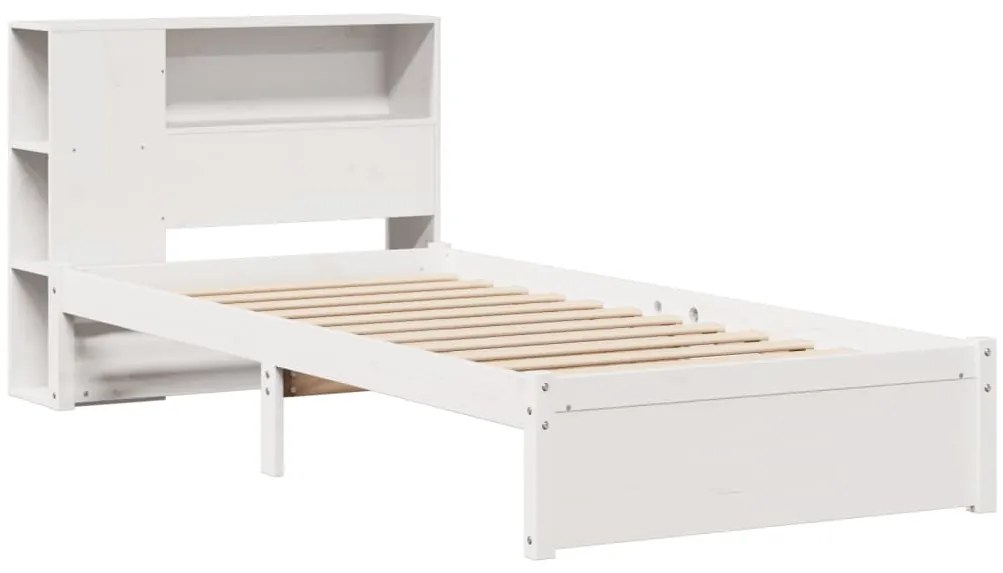 Cama com estante sem colchão 90x200 cm pinho maciço branco