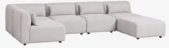Sofá Modular De Canto De 5 Peças Com Puff Fogler Tecido Cinza Claro - Sklum