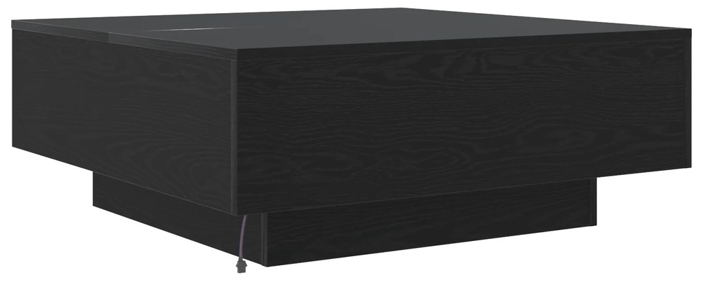 Mesa de Centro vidaXL com Luzes LED Carvalho Preto 80x80x31 cm