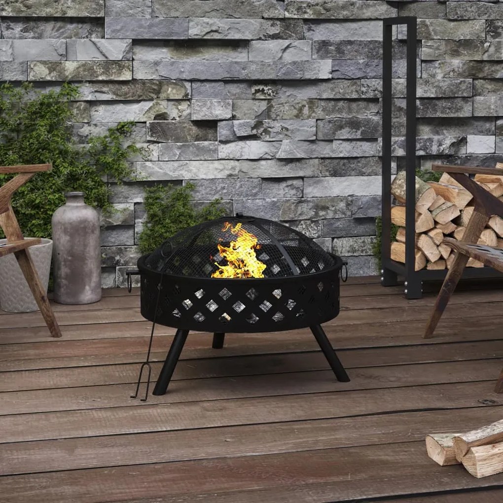 360062 vidaXL Braseira com atiçador 58 cm XXL aço