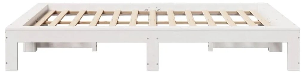 Cama sem colchão 160x200 cm madeira de pinho maciça branco