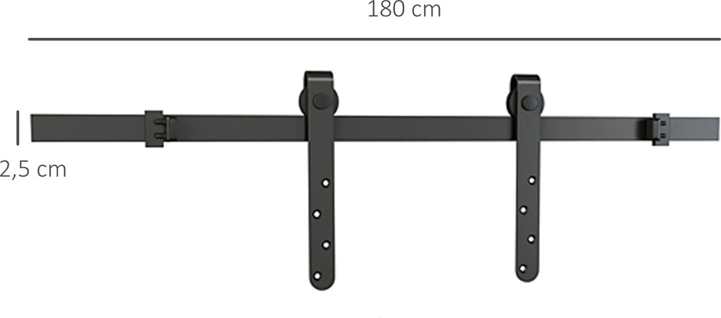 Kit de porta de correr com sistema de encaixe (MÓVEL NÃO INCLUIDO), com porta de 20-25 mm de espessura, largura máxima de 0,9 m e carga máxima de 20 k