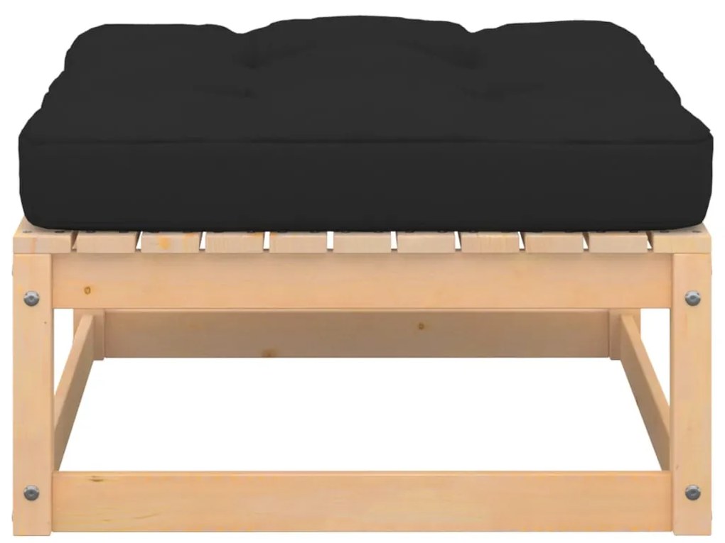 3 pcs conjunto lounge de jardim c/ almofadões pinho maciço
