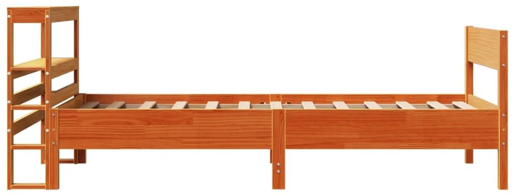 Cama sem colchão 100x200 cm pinho maciço castanho-mel