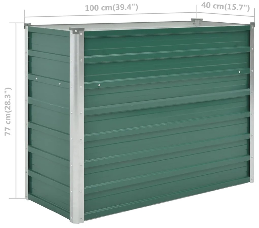 Canteiro elevado de jardim aço galvanizado 100x40x77 cm verde