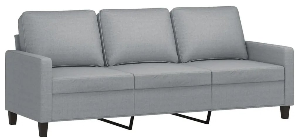 3 pcs conjunto de sofás com almofadões tecido cinzento-claro