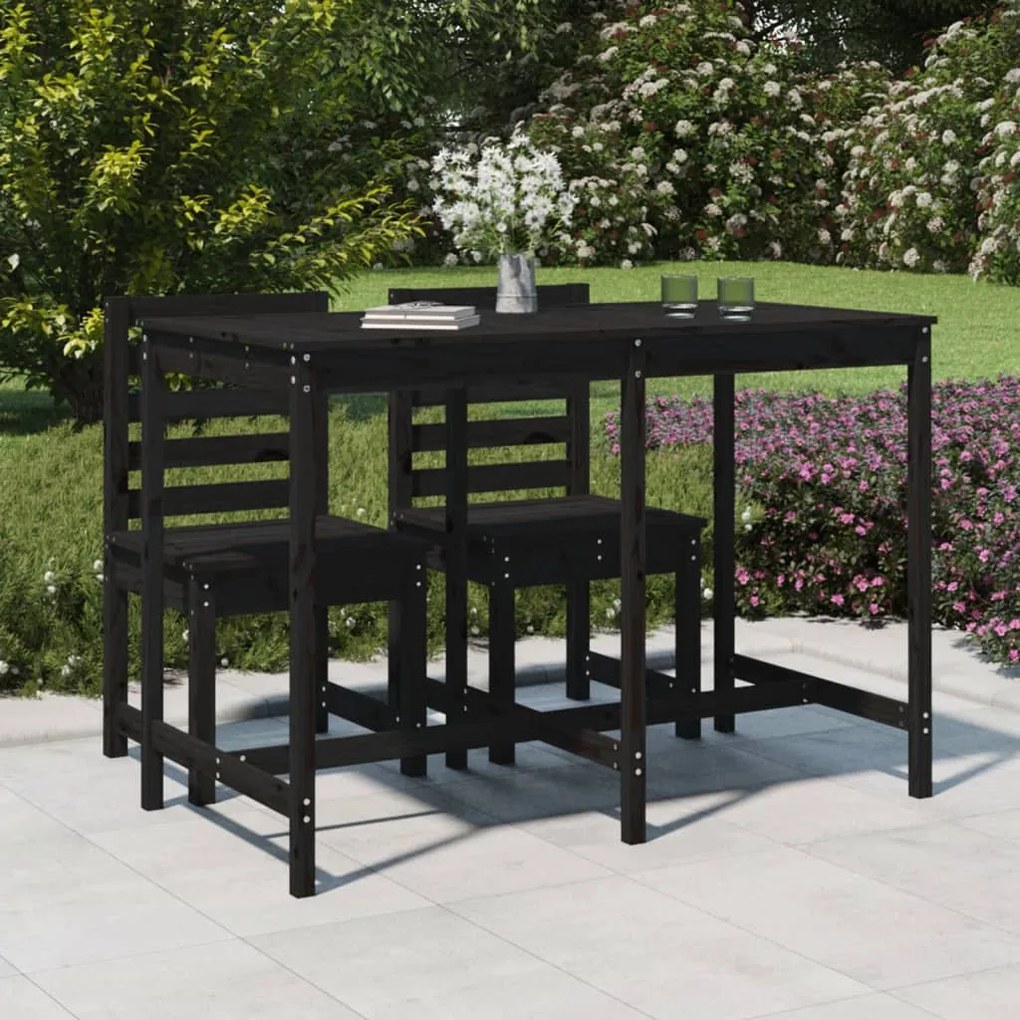 vidaXL Mesa de jardim 159,5x82,5x110 cm madeira de pinho maciça preto